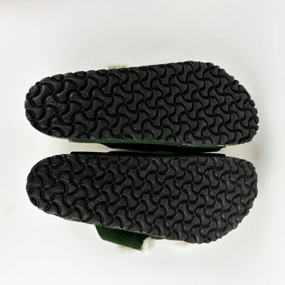 NEW  Birkenstock Arizona Shearling Sandal Suede Lambswool Mountain View Green - Picture 15 of 16